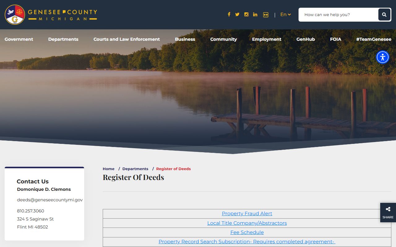 genesee county register of deeds property records search portal
