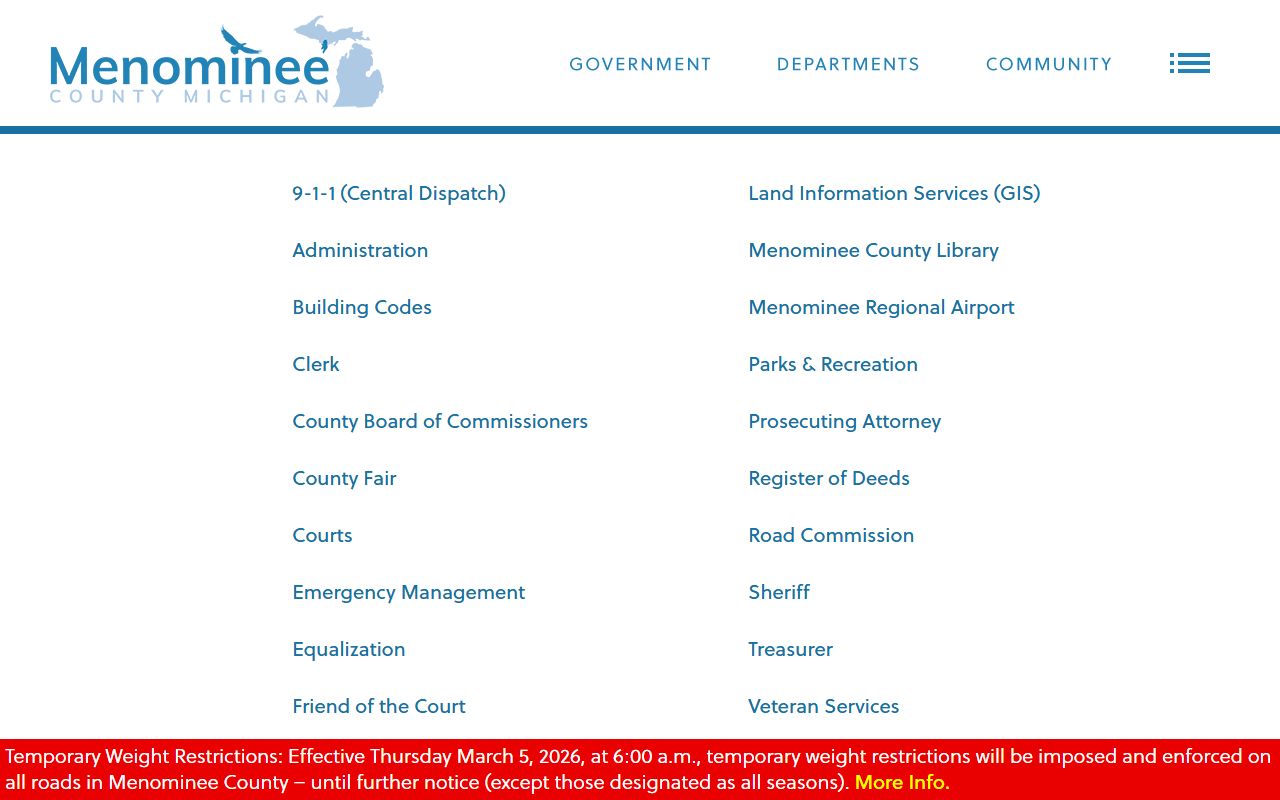 menominee county property records register of deeds department page