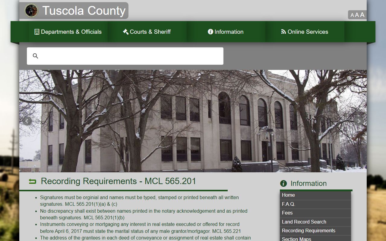 tuscola county property records recording requirements page