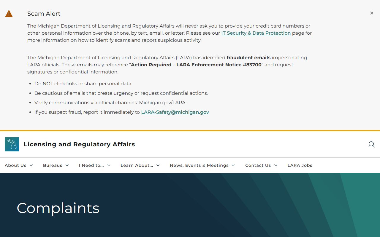 Michigan LARA UCC information page explaining state versus county filing requirements